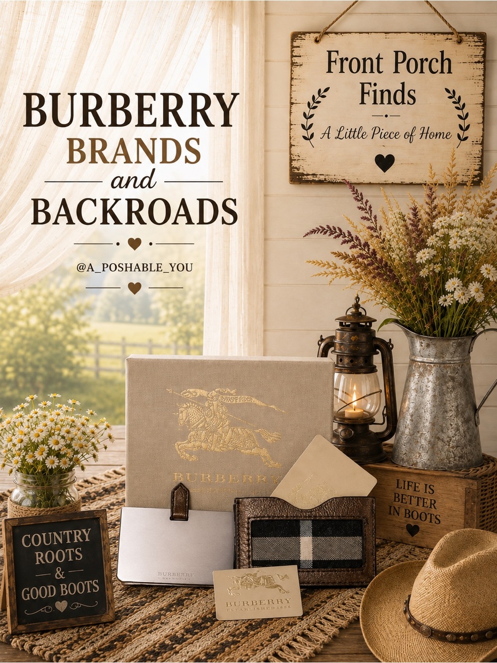 Burberry Metallic Bronze Card & Key Holder Set with House Check